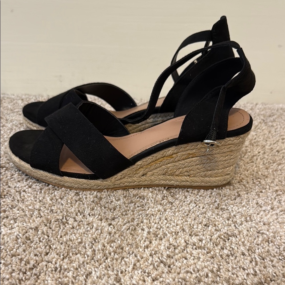 Black Wedge Sandals - Picture 4 of 5